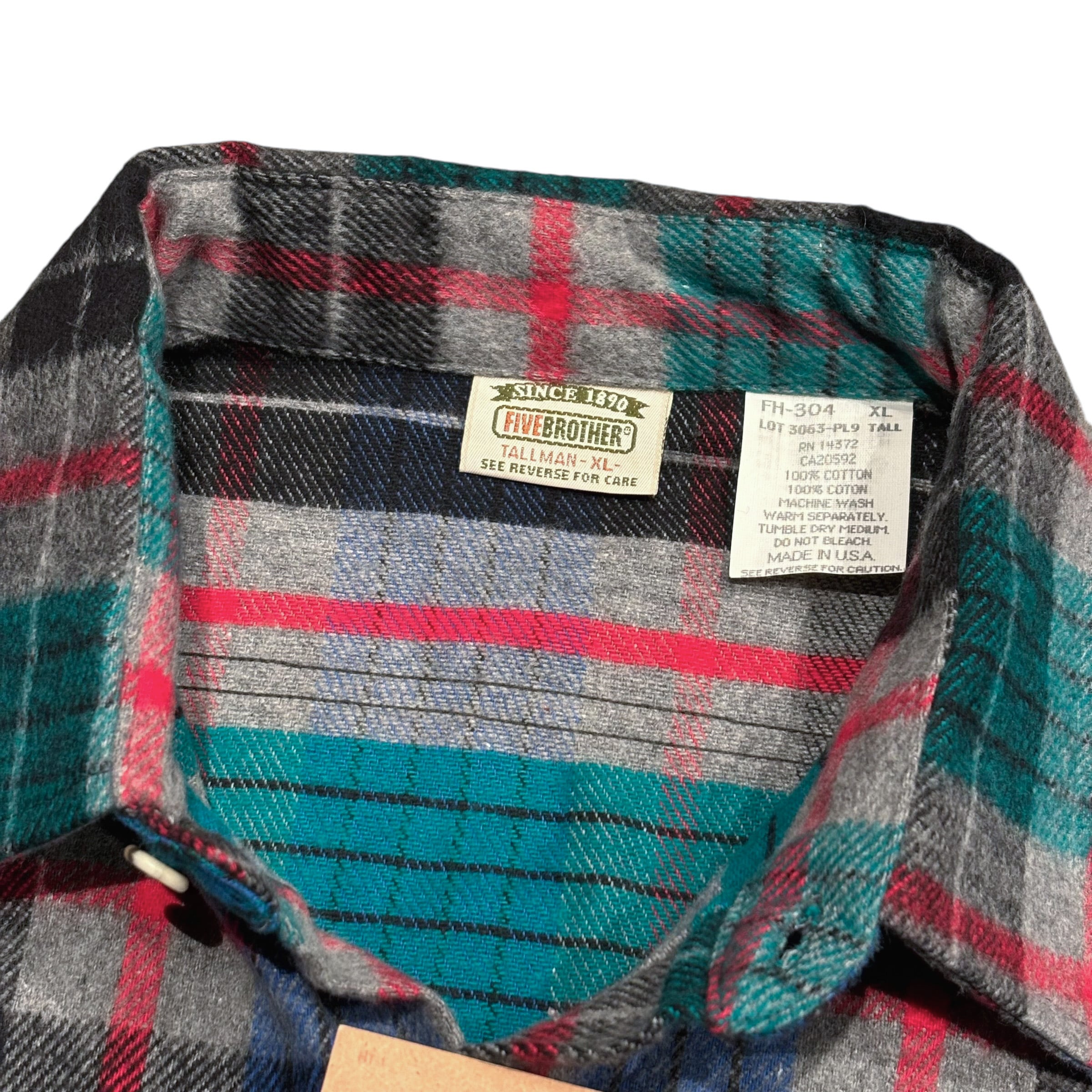 DEADSTOCK 90's USA製 FIVE BROTHER Heavy Flannel Shirt XL DEADSTOCK 90's USA製 FIVE BROTHER Heavy Flannel Shirt XL