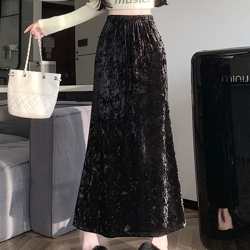 ボトムス スカート ロングスカート レディース フレアスカート ロング丈 ハイウエスト ウエストゴム フェイクパール かわいい 大人可愛い きれいめ シンプル 上品 おしゃれ かっこいい カジュアル こなれ感 個性的 レトロ 主役級 存在感 抜け感 秋 冬 ベーシック ナチュラル キュート クール エレガント 無地 女性用 OL 通勤 オフィス 学生 通学 デート お出かけ お泊まり 女子会 旅行 休日 カフェ ショッピング コンパ レストラン 普段使い デイリー 着回し 脚長 S M L XL モテ