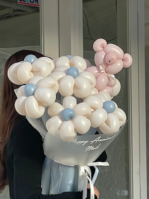 balloon flower  bouquet-くまバルーン・ラッピングver-【全17色】