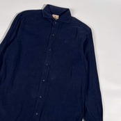 イタリア製 GUY ROVER ギローバー ピケ コーデュロイ ワイドカラー 長袖シャツ M/ネイビー メンズ