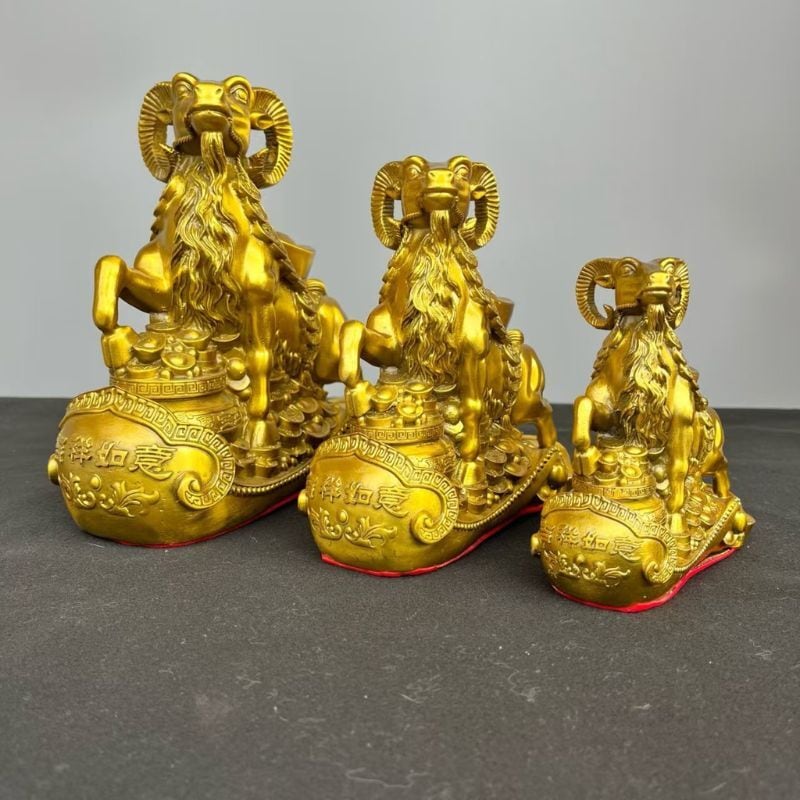 羊 置物 銅製 如意羊 領頭羊 三羊開泰 開運 風水 金運 商売繁盛 縁起物