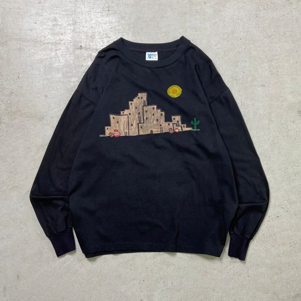 80年代 USA製 ハンドペイント アート ロングTシャツ ロンT メンズXL 
