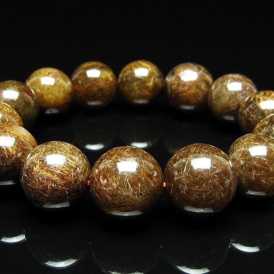 ルチルクォーツ ブレスレット 16mm ブロンズルチル ブレス 一点物 111-50793