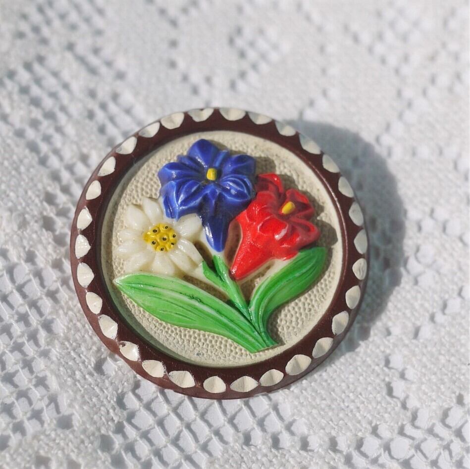 アルプス チロルブローチ エーデルワイス ヴィンテージドイツ