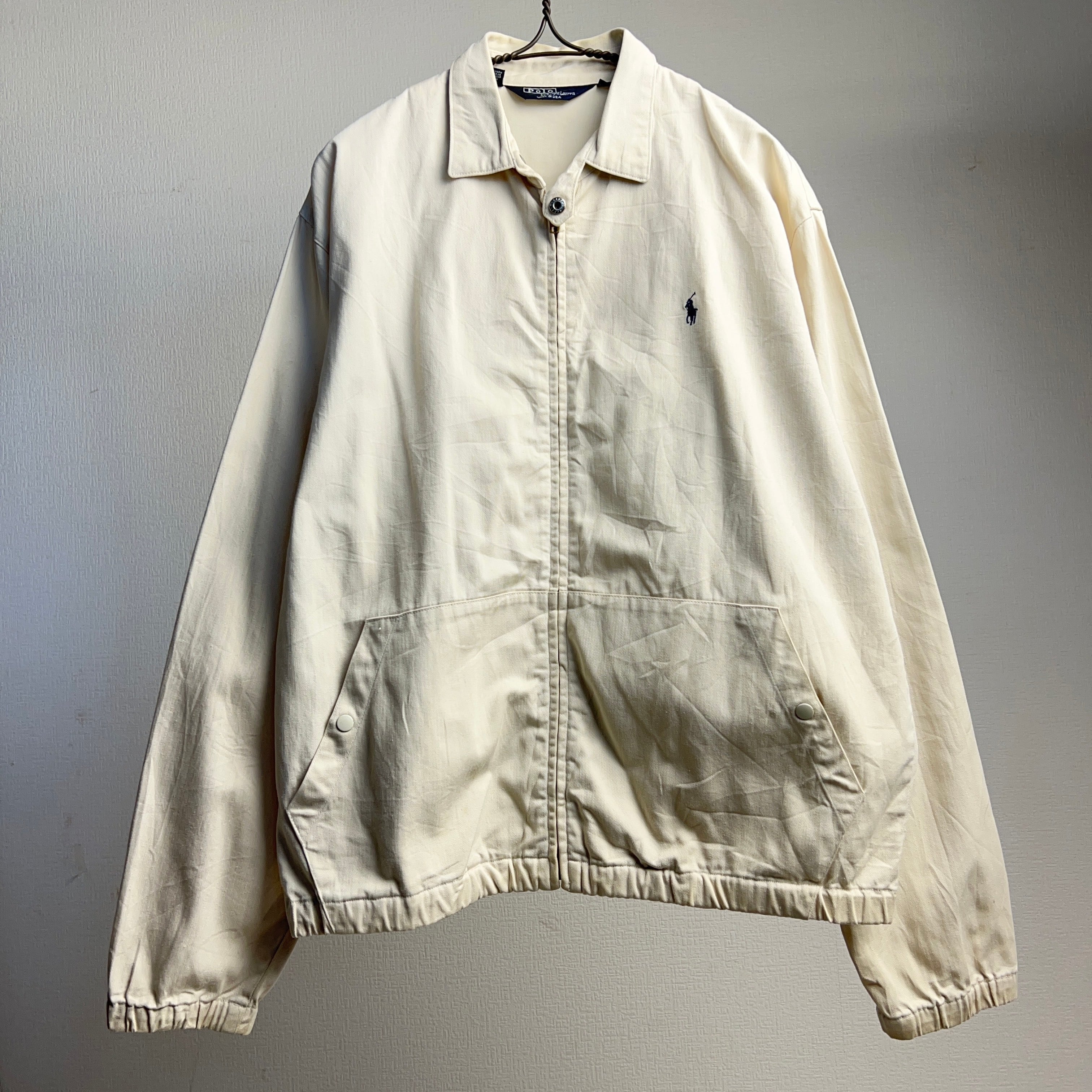 ~90's “Polo by Ralph Lauren” Swingtop Jacket USA製 SIZE S 80年代 90年代 ラルフローレン  スウィングトップ ブルゾン 白【0908A85】【送料無料】