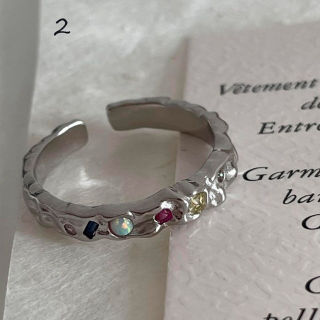 Mdwnaccオパールの石の色リング 2s