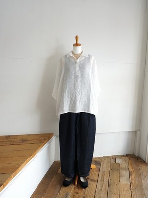 TRAVAIL MANUEL トラバイユマニュアル　ウォッシュリネン ハーフスリーブスキッパーシャツ