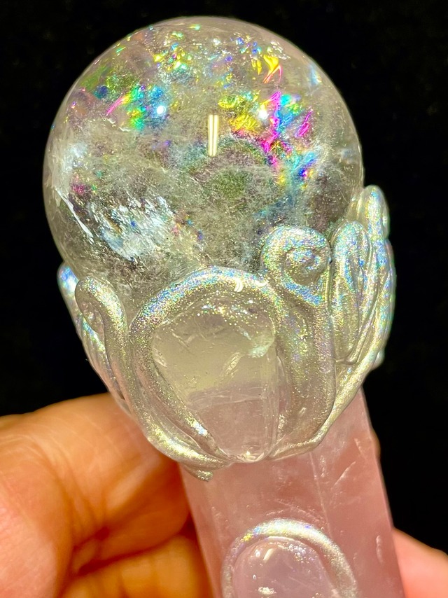 54) エネルギーを高める超アイテム！「アート・クリスタルワンド」ハンドメイド(台座付)