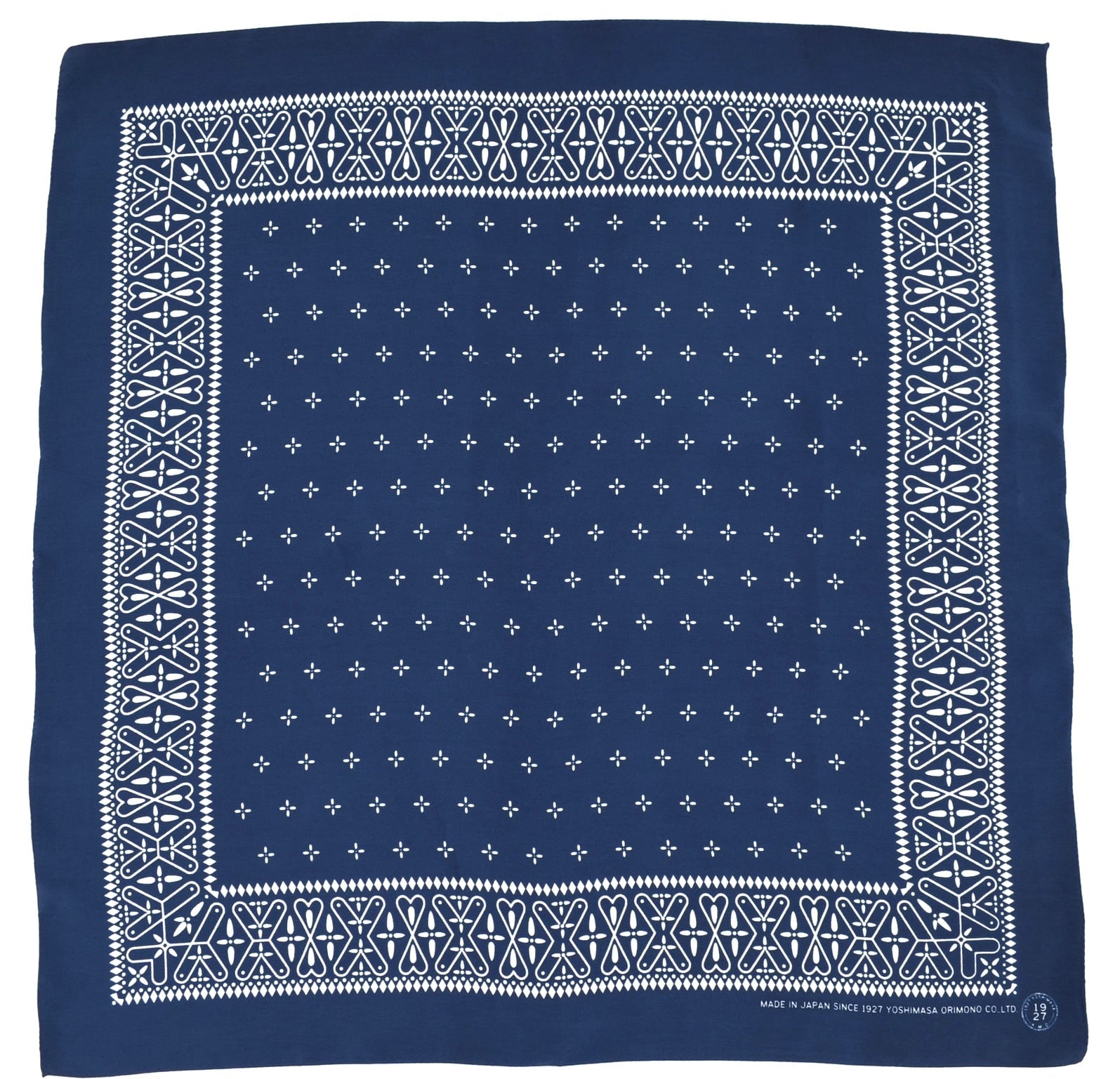 Snoop/ 洗えるシルクスカーフ/ 浜ちりめんシルク【Navy-クロス柄 70×70
