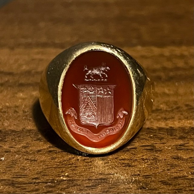 VINTAGE TIFFANY & CO. 14K Gold Heraldic Carnelian Signet Ring | ヴィンテージ ティファニー 14K ゴールド 紋章 カーネリアン シグネット リング