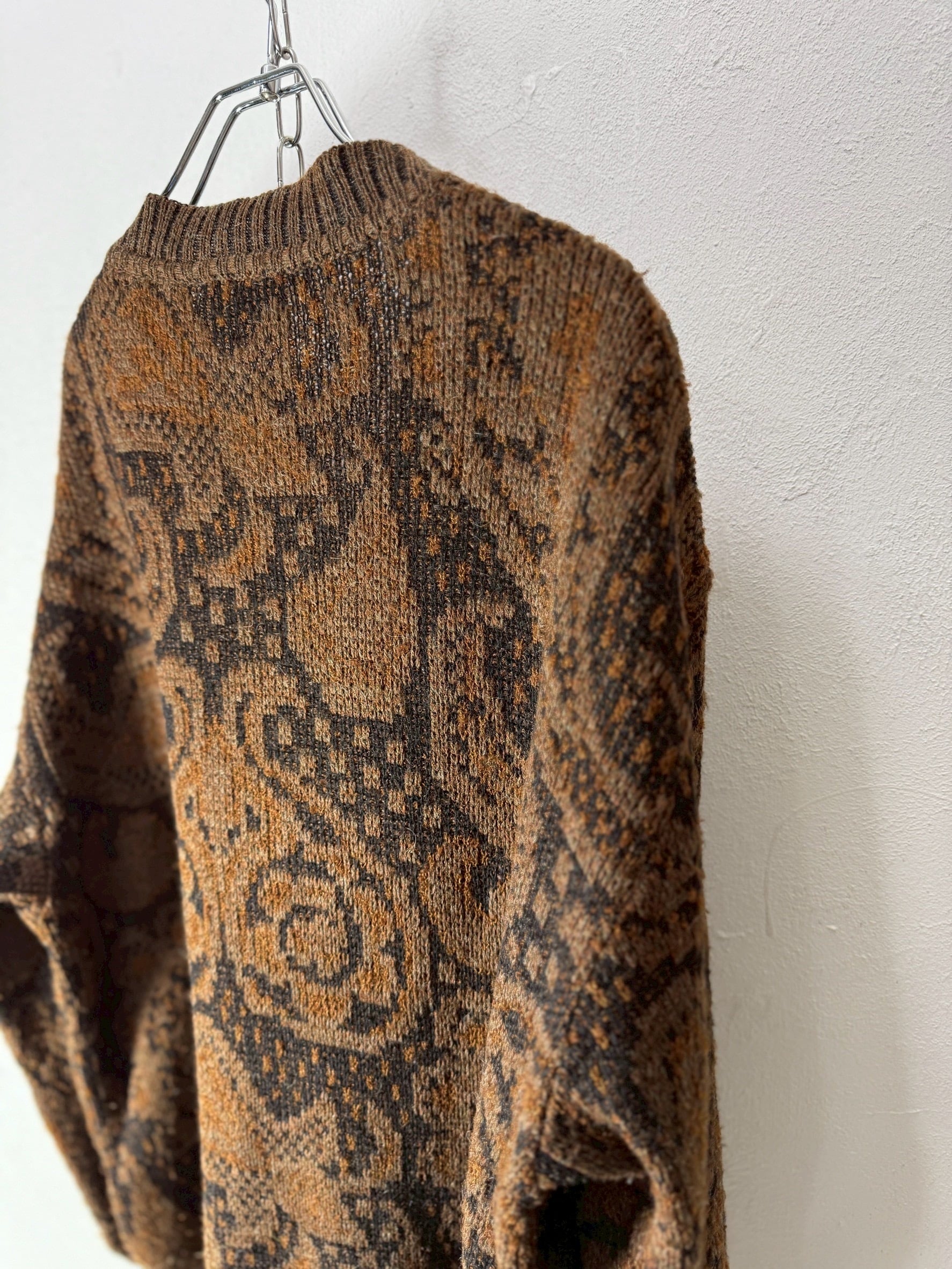 90’s Eur Jacquard Double-Breasted Knit Cardigan