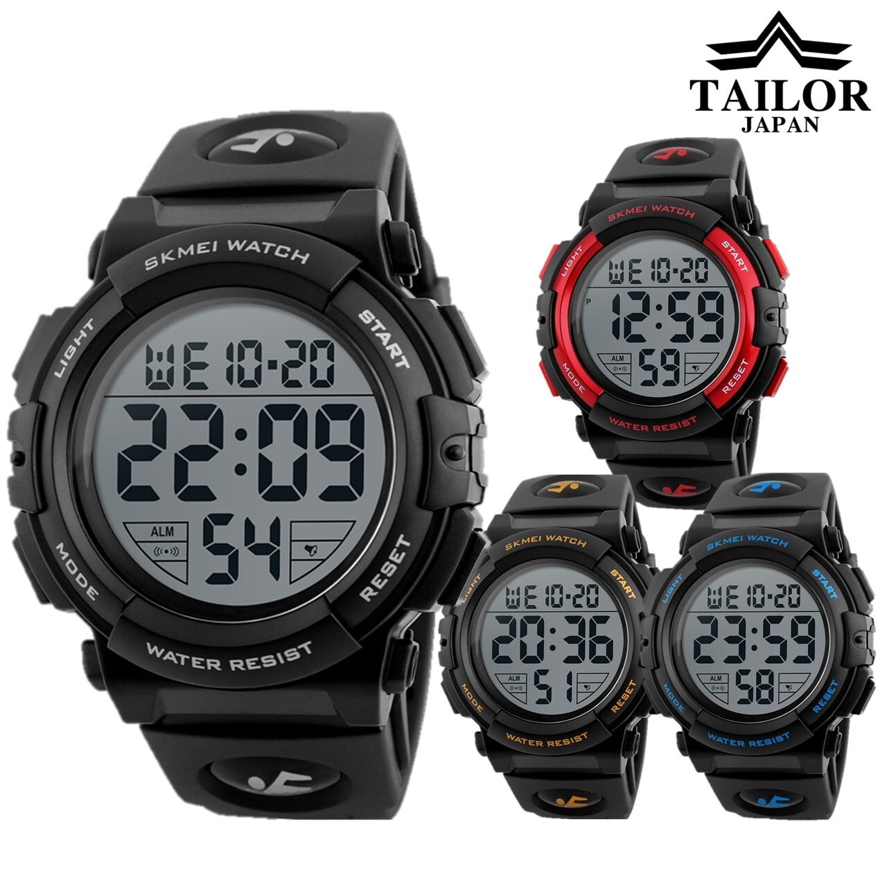 公式】TAILOR JAPAN デジタル腕時計① スポーツウォッチ 光る 腕時計