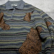 custom tugihagi leopard pattern knit polo