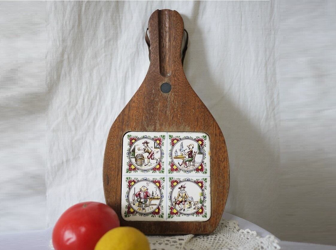 北欧ヴィンテージ カッティングボード タイル付き