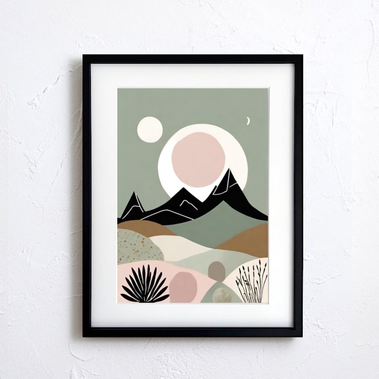 Moonrise Landscape｜北欧ミニマルの抽象ランドスケープアートポスター｜静かな色彩で空間を整えるインテリア｜｜A2ポスター