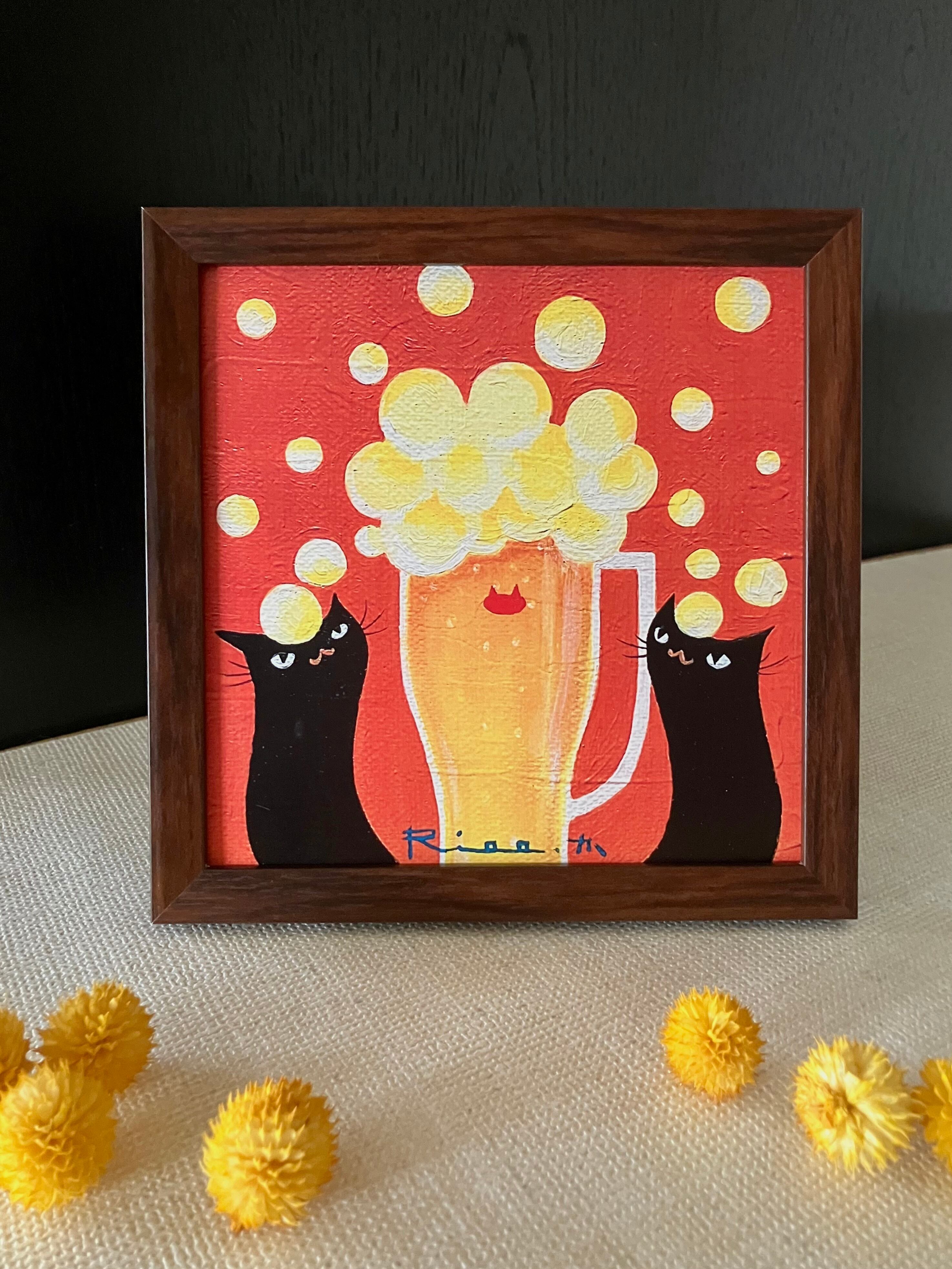 泡泡ビール ／ 15角額装複製画 アートポスター | Riee .か