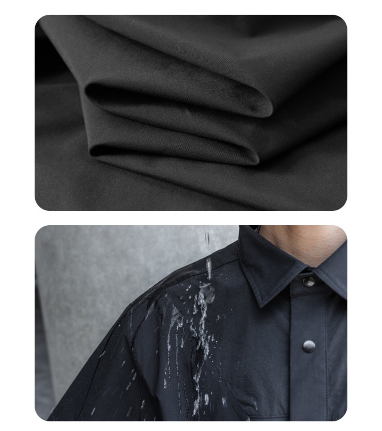 ポケット付き3Dカット撥水半袖シャツ