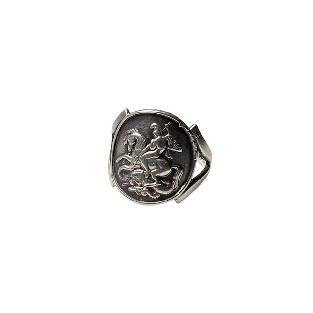 vintage silver coin signet ring “Georgios”