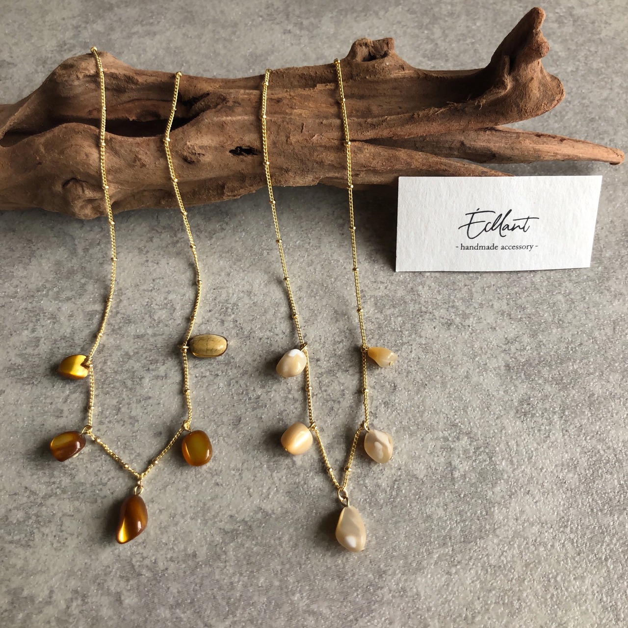 [全2色] シェルネックレス　［beige / brown］