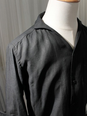 Garage.U.W BLACK LINEN Echoes SHIRT(ネムリ釦仕様)