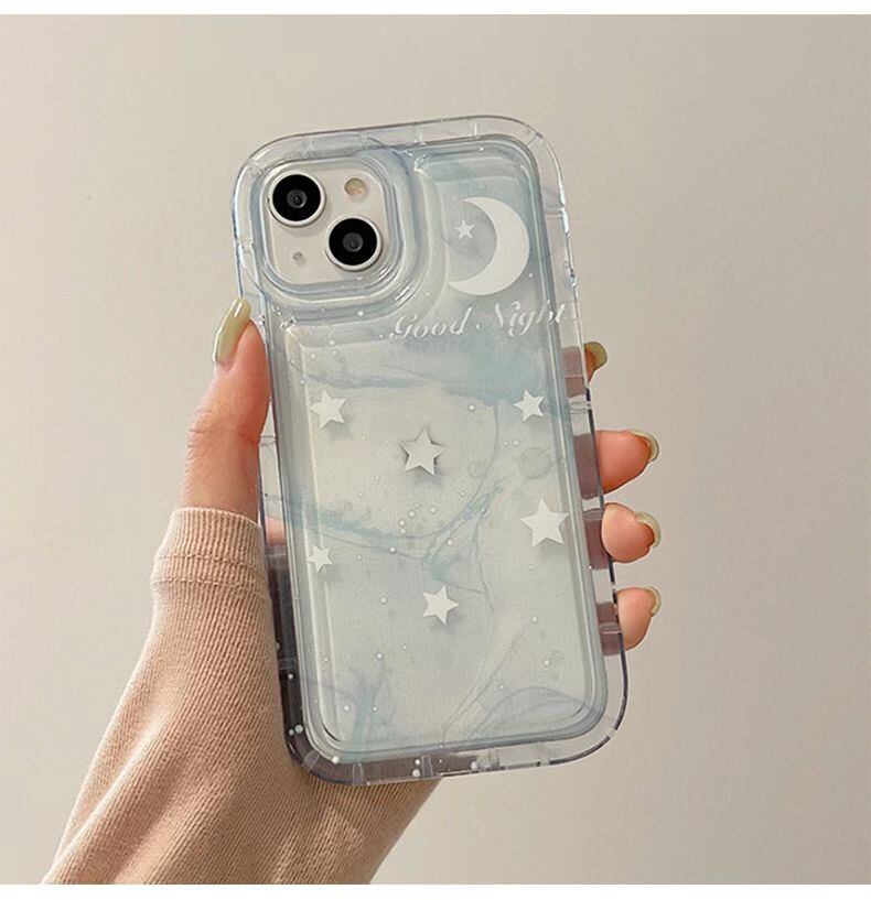 iPhone14 Pro Max/13/12ケース 星柄 可愛い 月柄 クリア保護