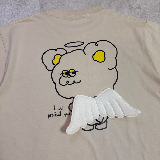 【背中に羽が生えました。】天使の羽 Tシャツ｜Hoooさん 立体刺繍 羽付き キャラクターTee