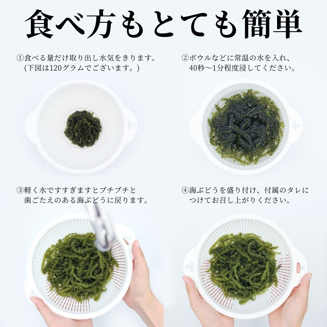 特選a品海ぶどう 100 沖縄県産 専用シークヮーサータレ付き 360g 1g 3パック 沖ピ こだわりの沖縄県産品