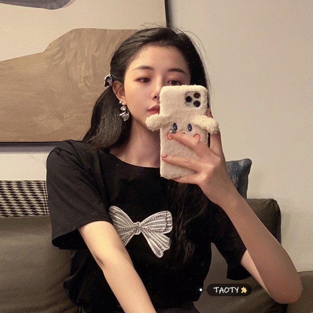 Tシャツ シャツ レディースルーズサマーブラックスタイル 夏物 タオタオイ29776373302