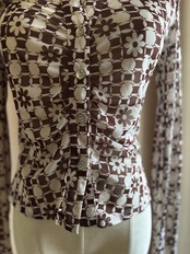 retro pattern gather sheer tops-4856-8