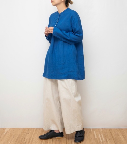 SUN VALLEY サンバレー / 製品染め リネン100％　 多釦 チュニック