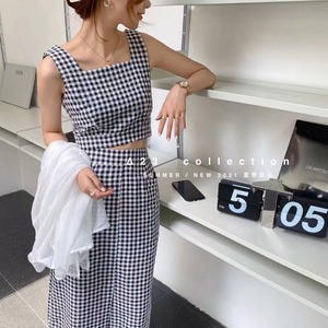 3アイテムセット(ギンガムセットアップ・シアーブラウス)　AJ3396-8842