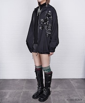 【直営店限定ITEM】レース×パッチルーズジップフーディー (BLACK) CQ-47125H