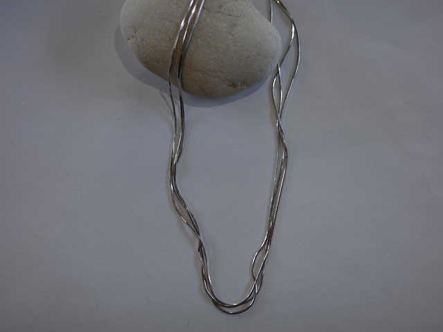 <vintage silver925>triple chain necklace②