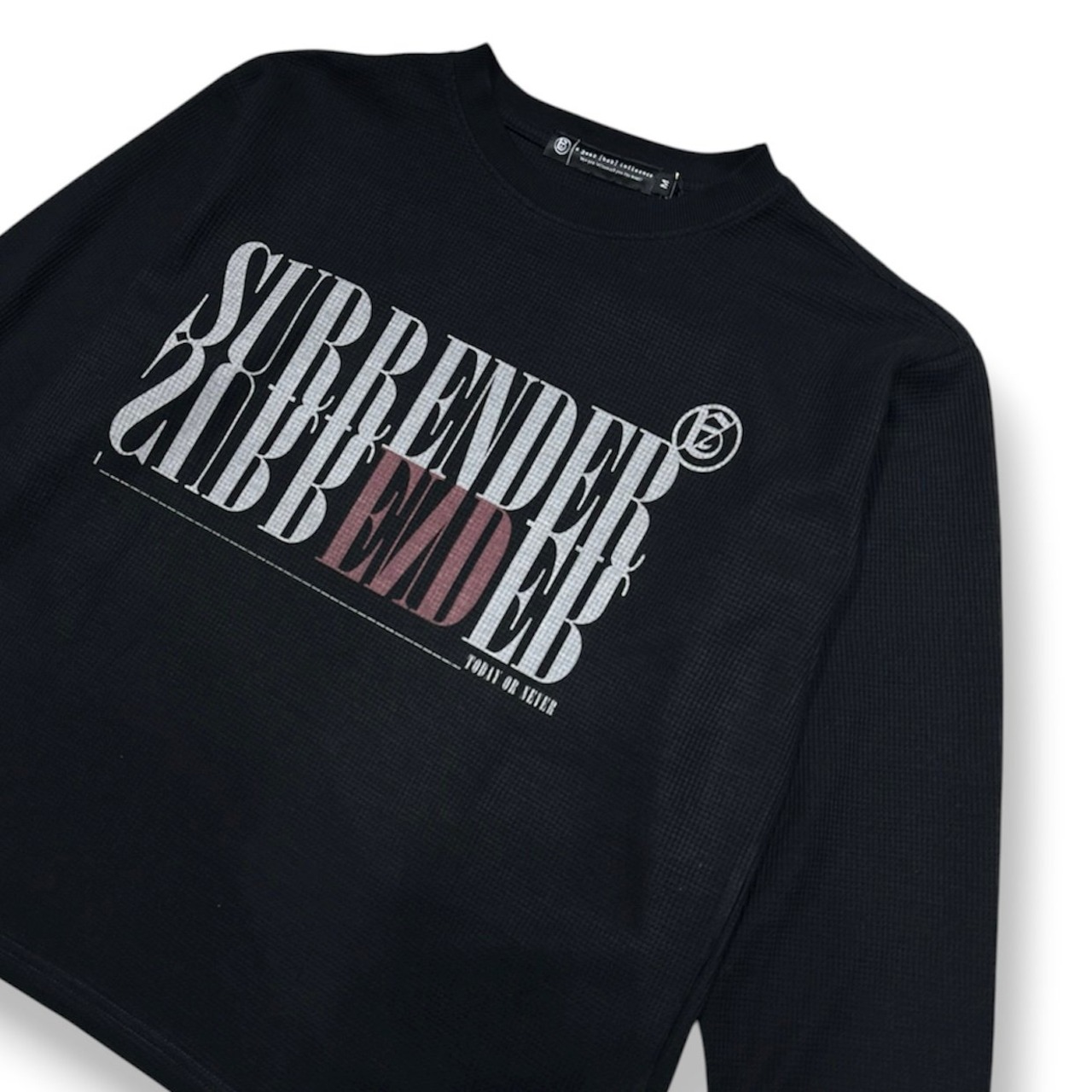 A Good Bad Influence / surrender waffle L/S tee black