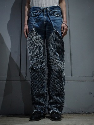 【add (C) vintage】"Original Remake" Levi’s 501 Multiple Panels Clash Pattern Denim Pants