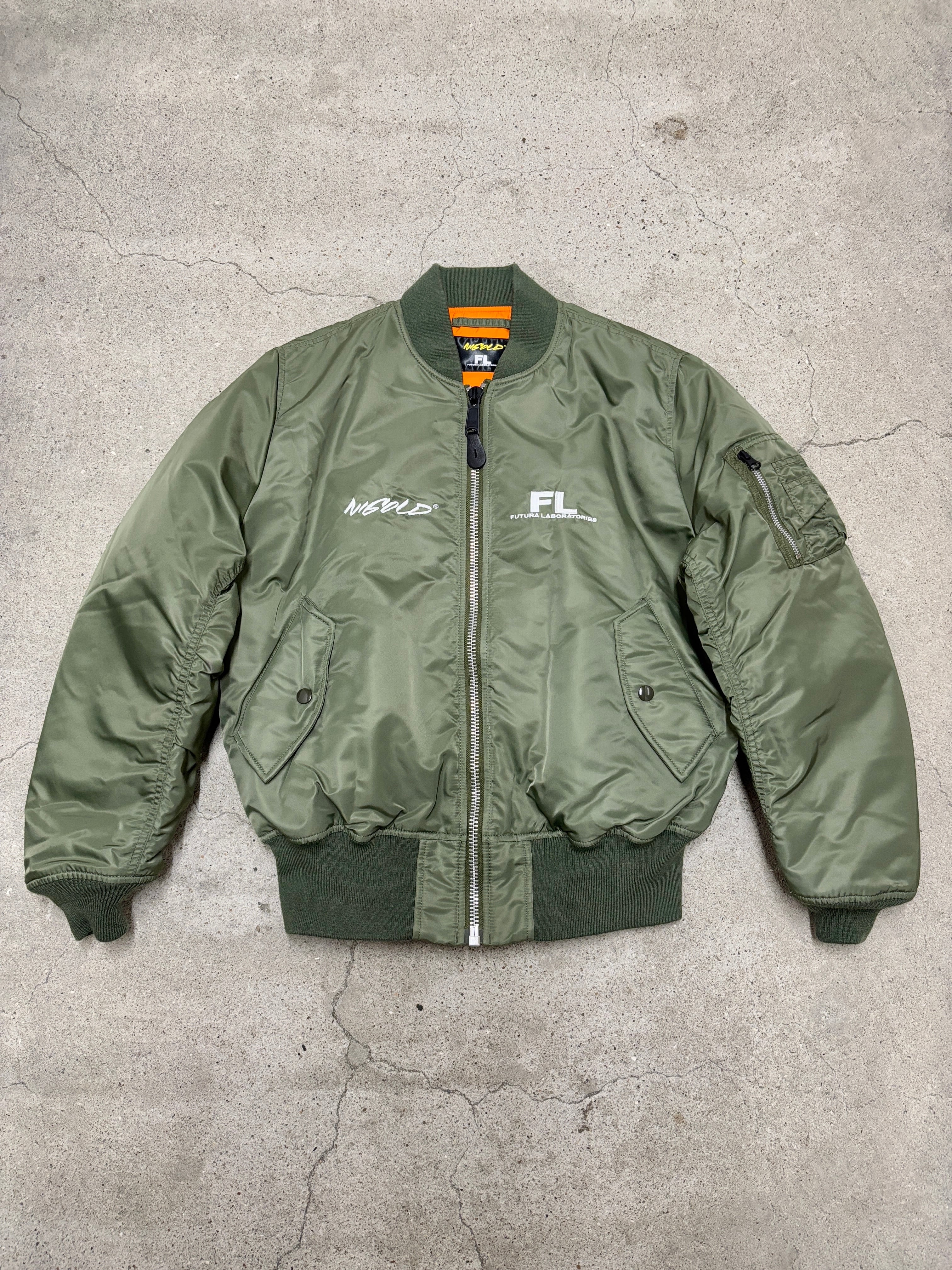 美品　FUTURA LABORATORIES MA-1 フライトジャケット FUTURA Laboratories × NIGOLD/MA-1/Flight Jacket/M/刺繍ロゴ