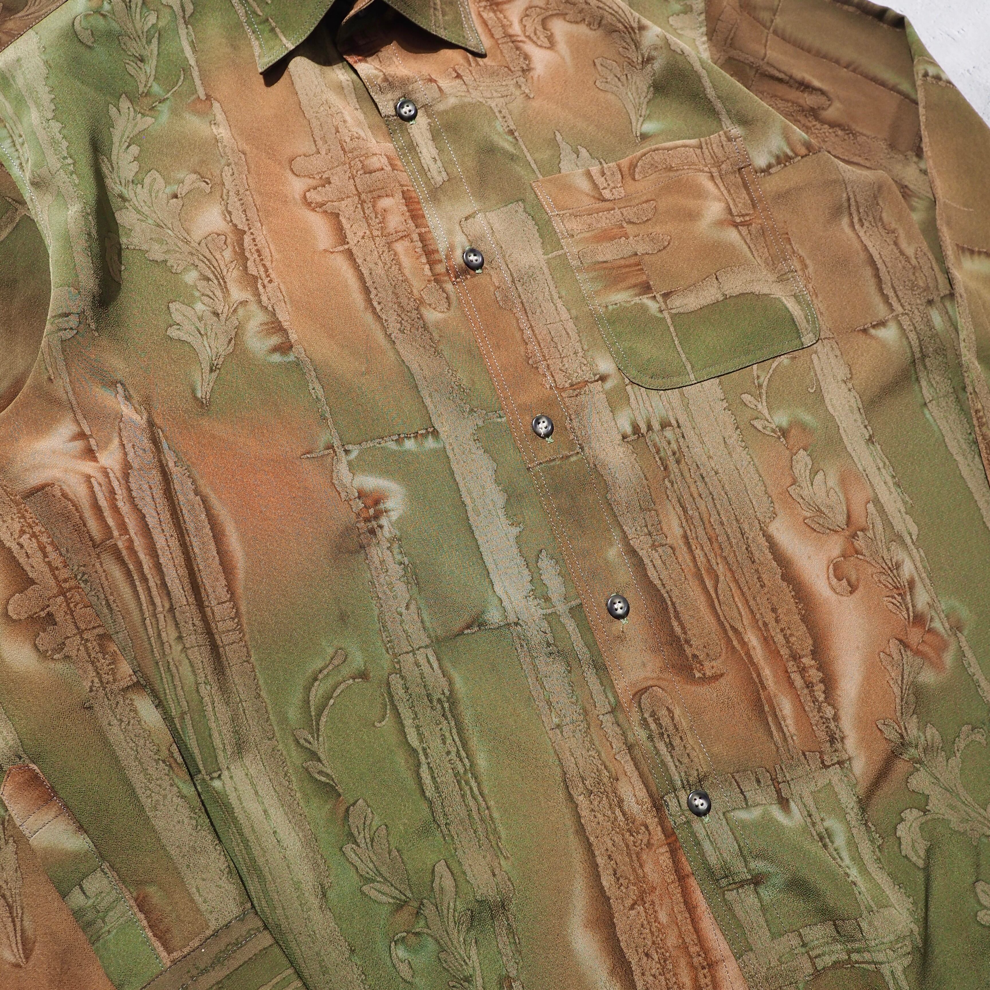 1980 - 90s ” 滲み ” Geometric patterns vintage Drape loose shirt