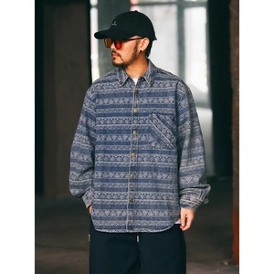 Aztec pattern denim shirt 1110