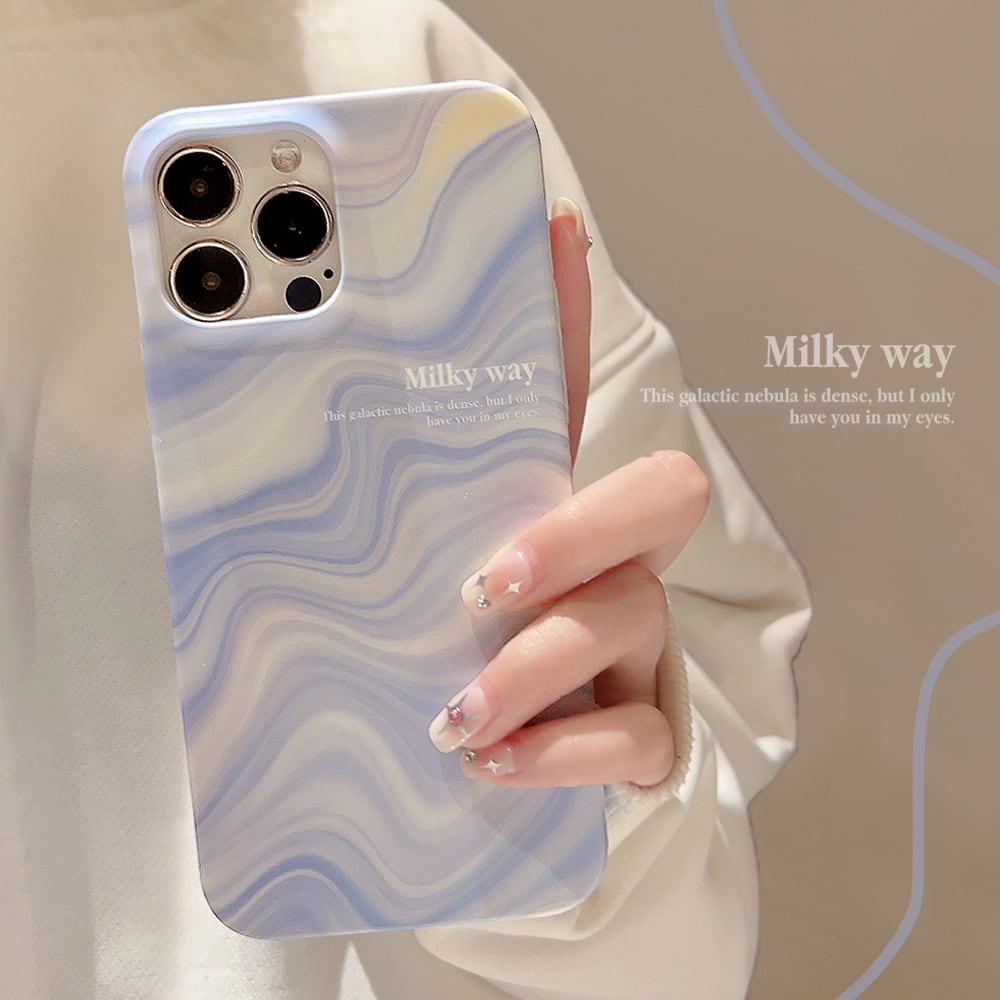 iPhone15対応】美しいブルー◎マーブリング おしゃれ 淡色 カメラ保護