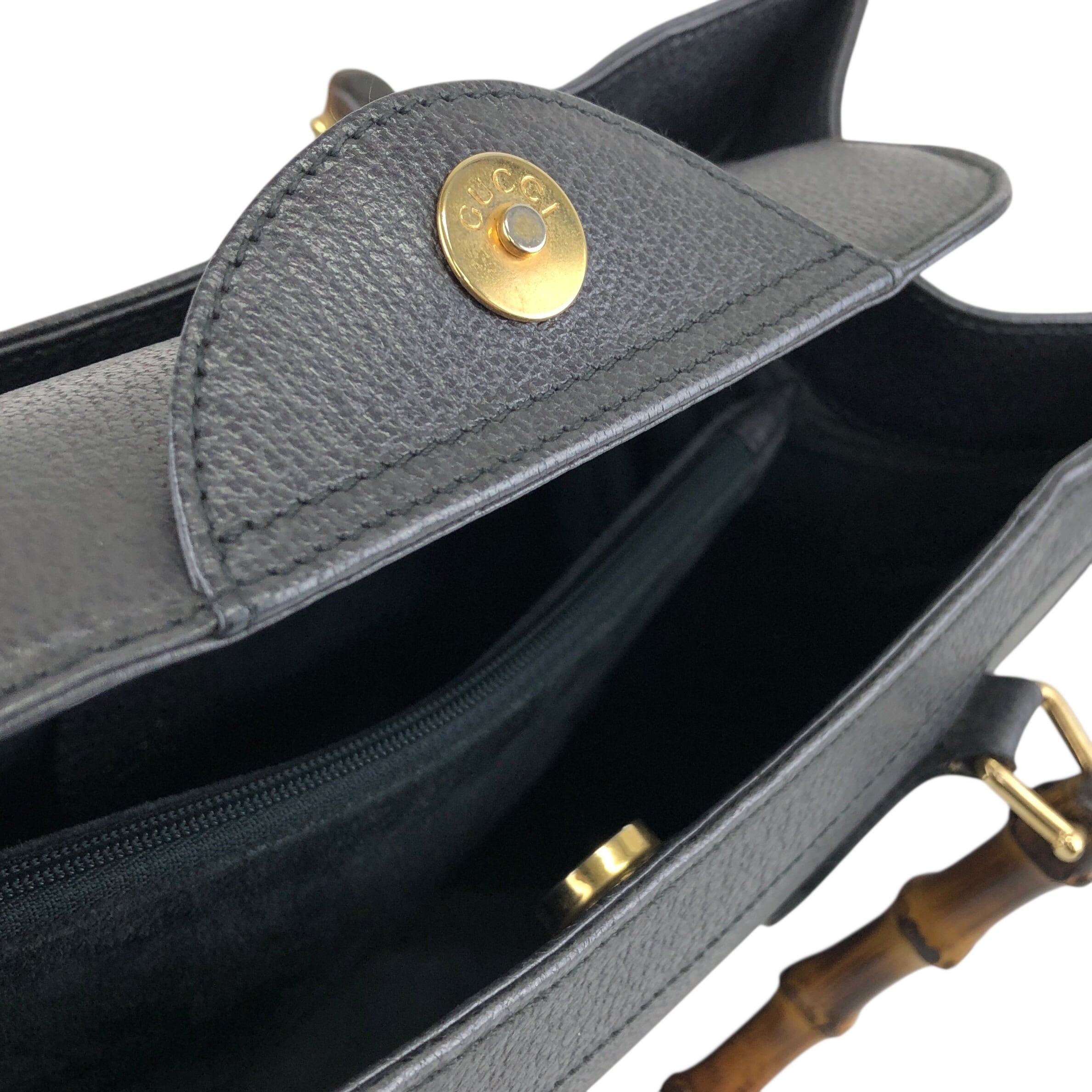 GUCCI グッチ バンブー ハンドバッグ ブラック レザー vintage