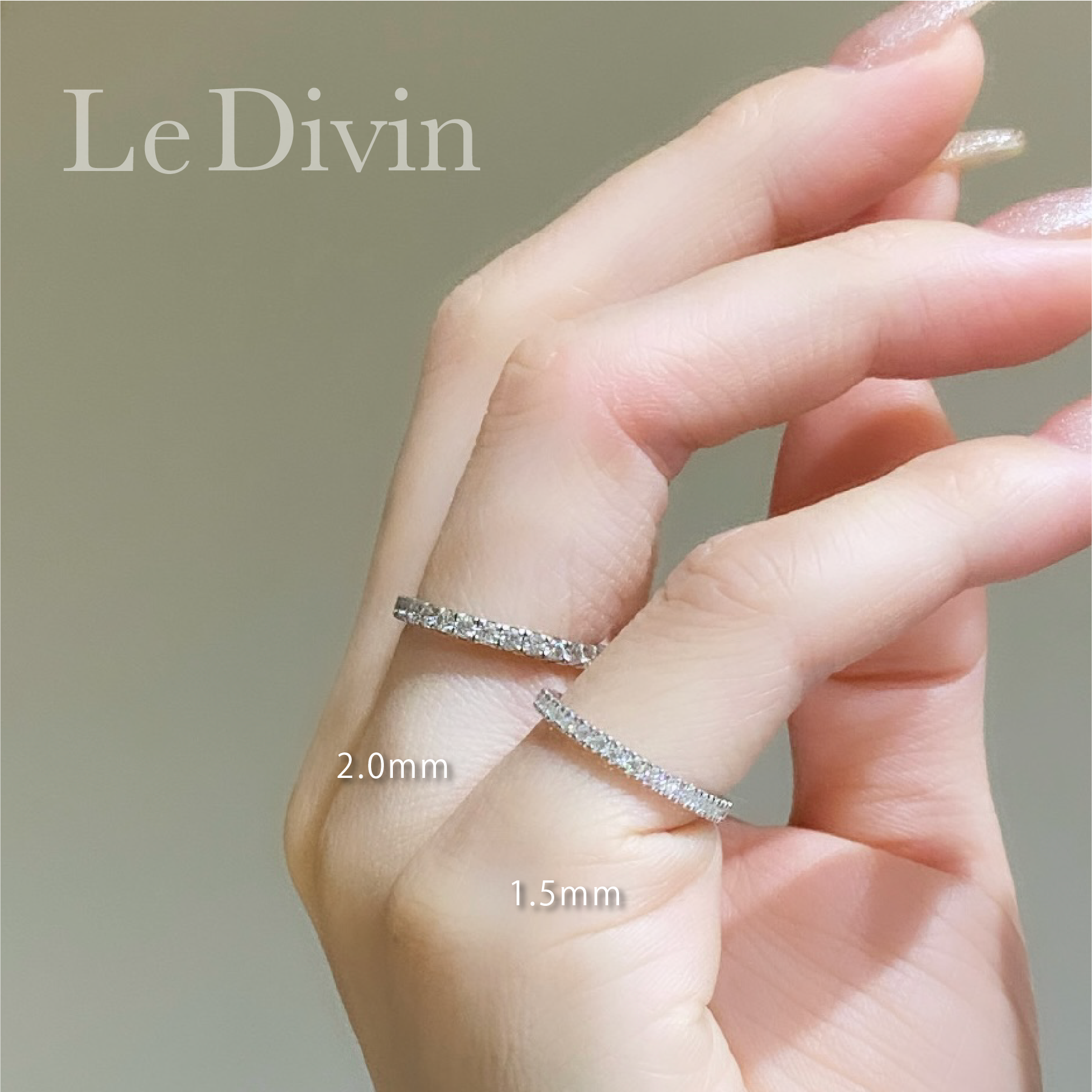 2mm幅 フルエタニティリング モアサナイト Silver925プラチナ  