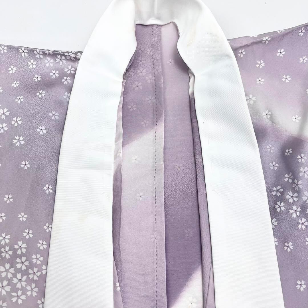 長襦袢 単衣 作家物 はなかざり 桜の花模様 暈し染 淡紫色 J-221  