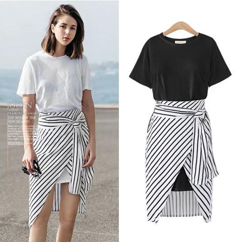 無地 ロング Tシャツ ラップスカート セットアップ