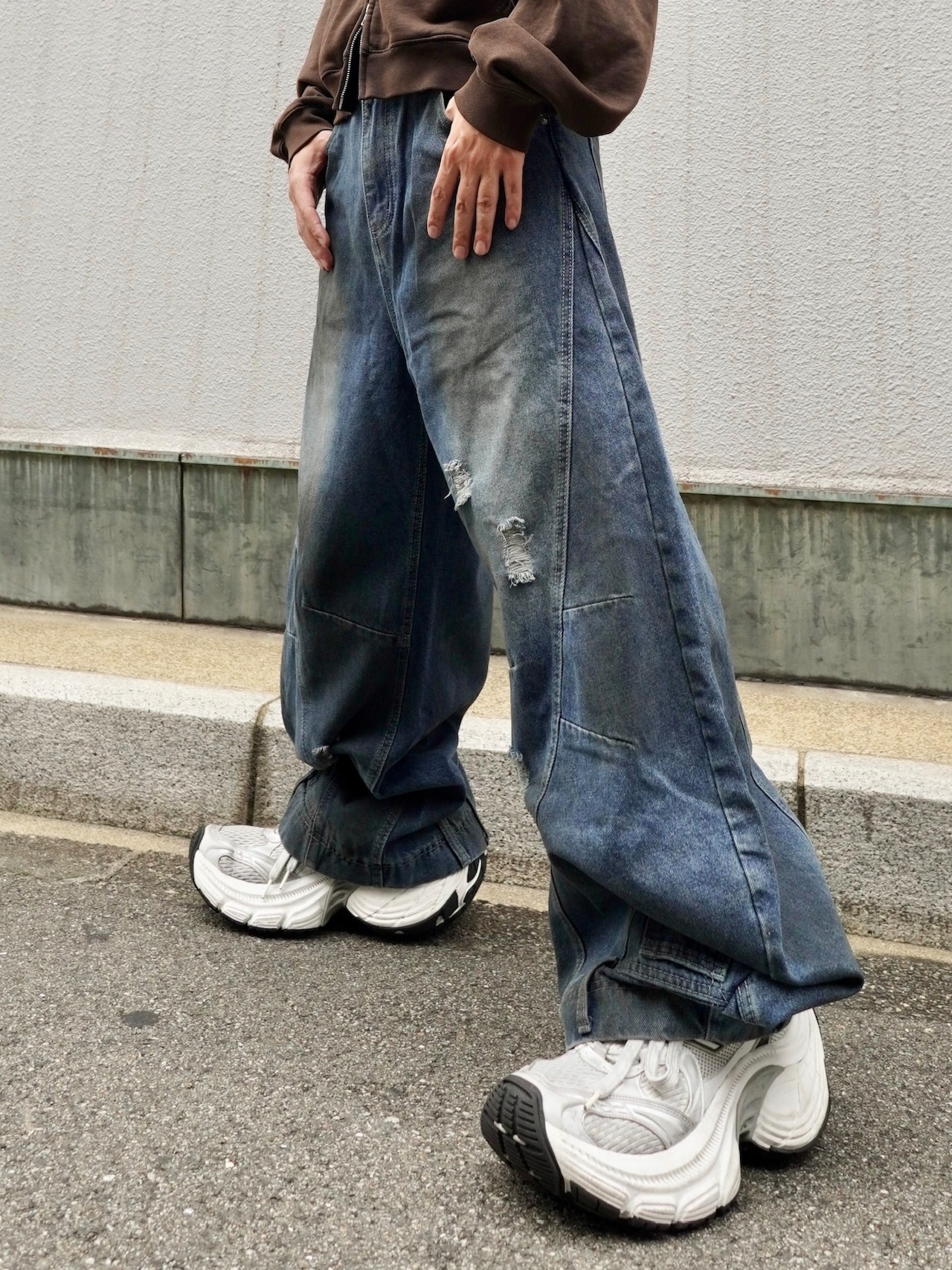 【PLANET STUDIO】damage docking flare denim pants