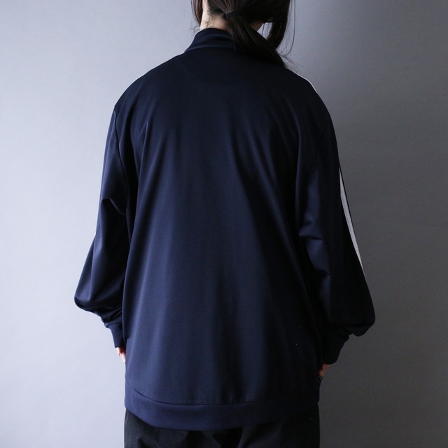 "adidas" navy × white XXL over silhouette track jacket