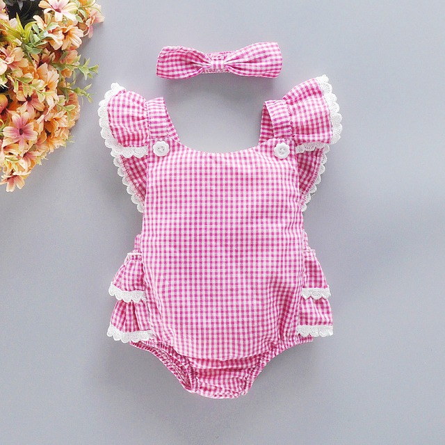 【即納】ギンガムチェックサロペット　70cm・80cm FR242