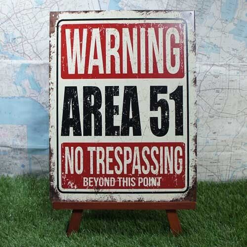 ブリキ看板】AREA51／エリア51 Warning -L- | RYUKYU SHOWCASE BASE店