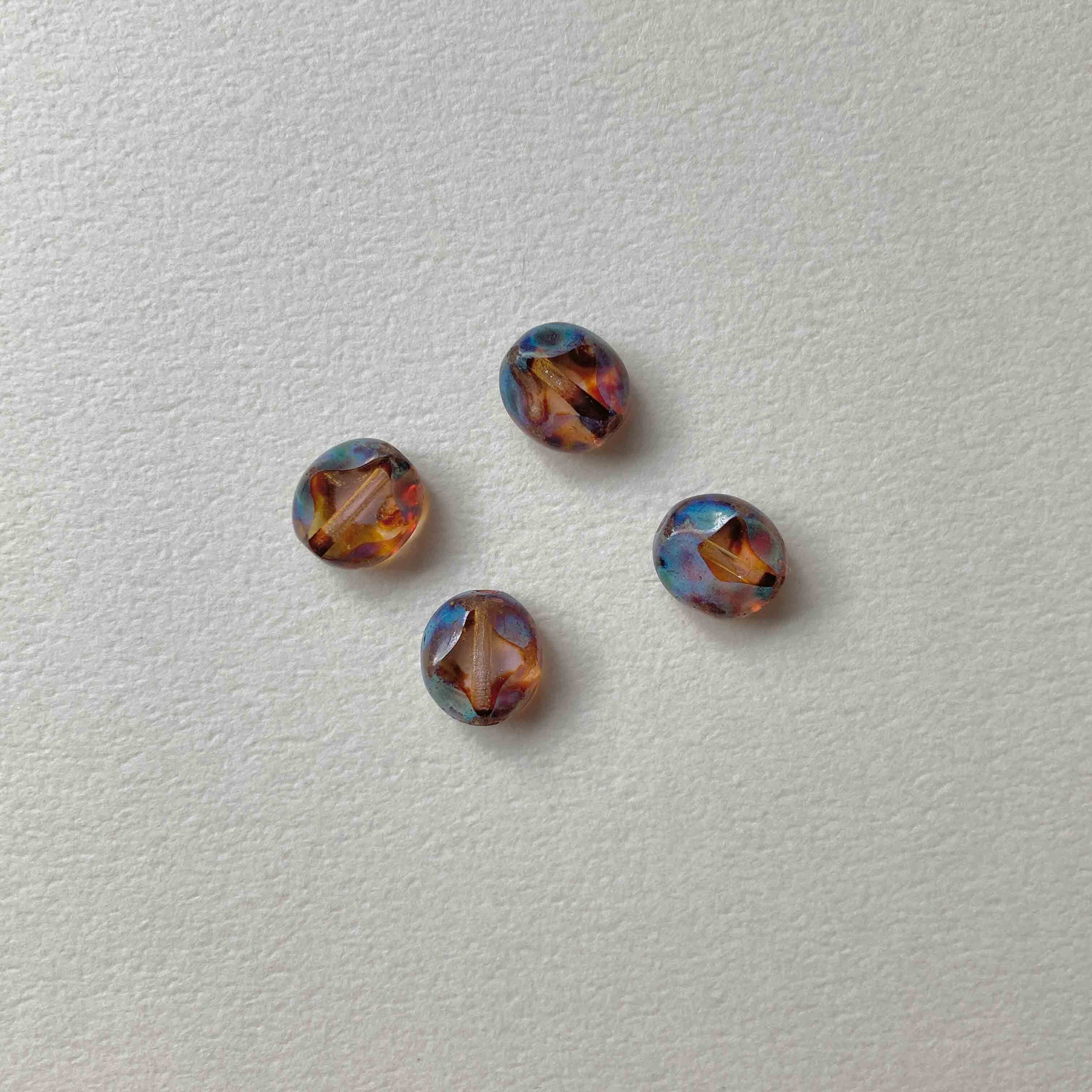 〈再入荷〉十字星カットチェコビーズパック(7mm/4p/青mix)