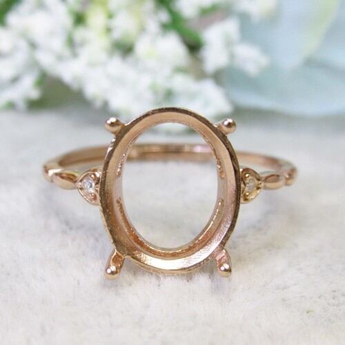 アウトレット 12×10㎜ オーバル ハートCZ S925 リング台 PG