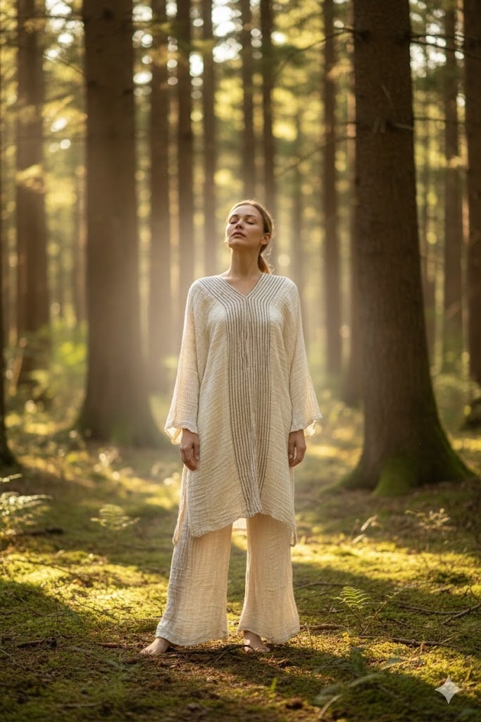 ダブルガーゼ チュニックドレス ナチュラル | Purushana